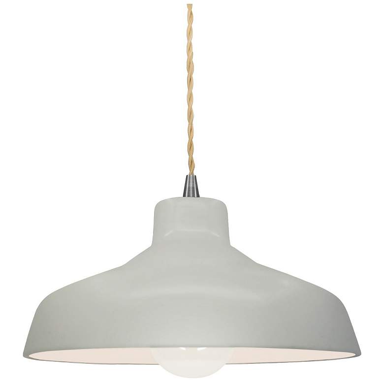 Image 1 11.5"W Matte White Frame Nickel Small Loft Beige Twisted LED Pendant