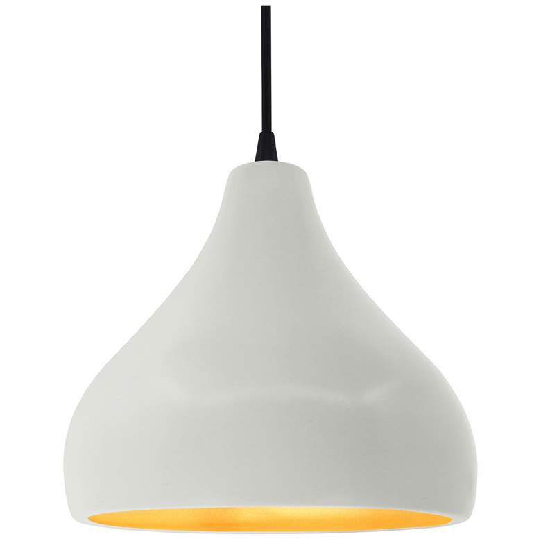 Image 1 11.5"W Matte White/Gold Frame Matte Black Droplet Black Cord Pendant