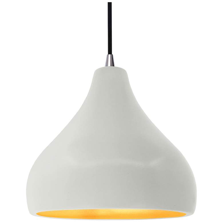 Image 1 11.5"W Matte White/Gold Frame Nickel Droplet Black Cord LED Pendant