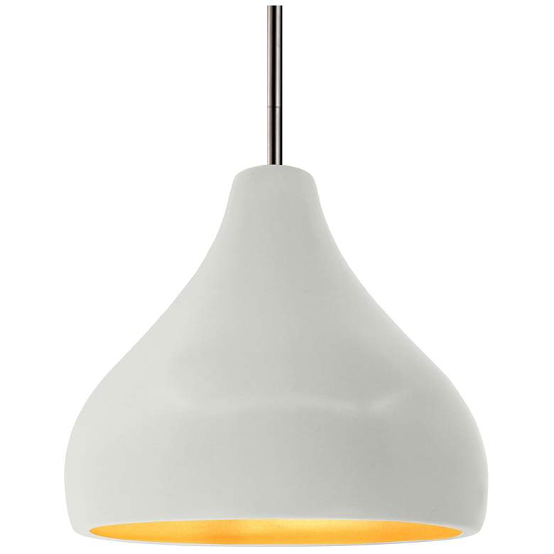 Image 1 11.5"W Matte White/Gold Frame Nickel Droplet Rigid Stem Kit LED Pendan