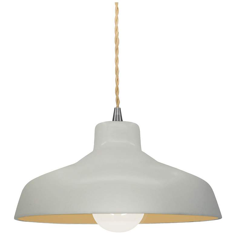 Image 1 11.5"W Matte White/Gold Frame Nickel Small Loft Beige Twisted LED Pend