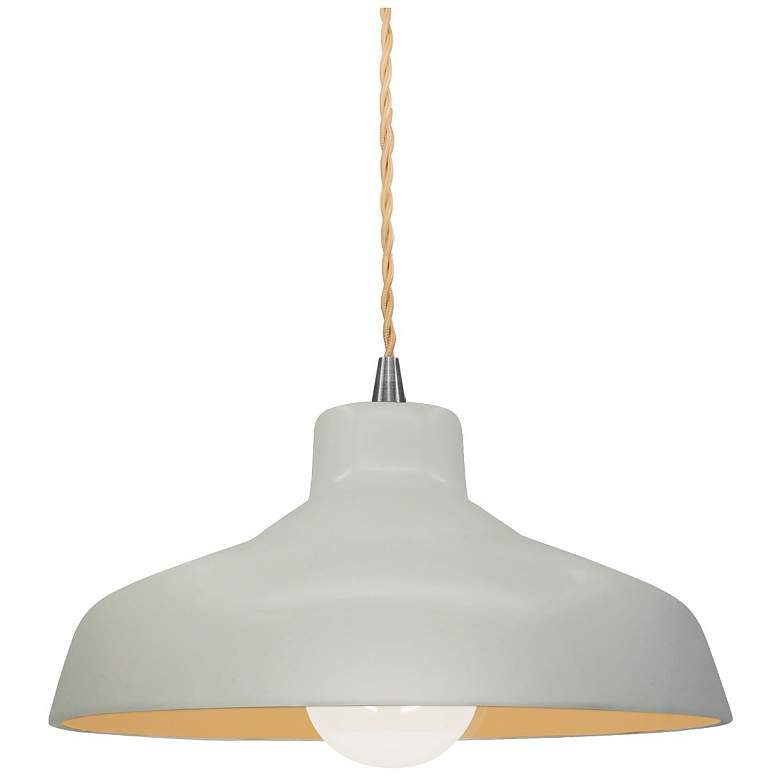 Image 1 11.5"W Matte White/Gold Frame Nickel Small Loft Beige Twisted Pendant