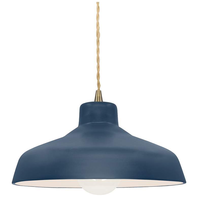 Image 1 11.5"W Midnight/White Frame Antique Brass Small Loft Twisted LED Penda