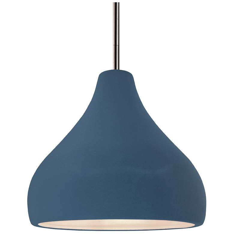 Image 1 11.5"W Midnight/White Frame Nickel Droplet Rigid Stem Kit LED Pendant