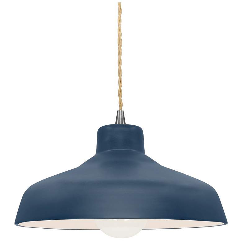 Image 1 11.5"W Midnight/White Frame Nickel Small Loft Beige Twisted LED Pendan