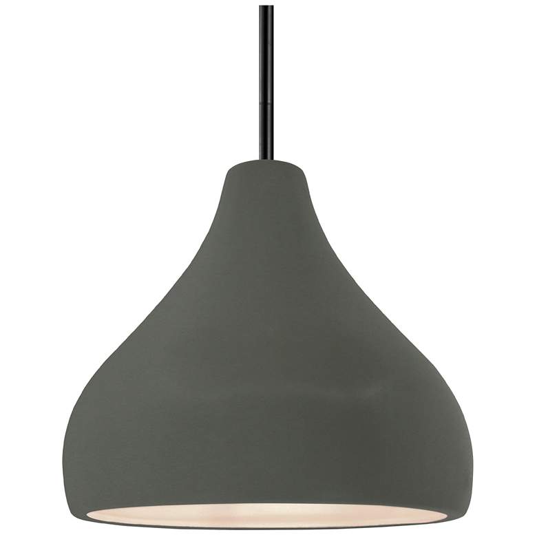 Image 1 11.5"W Pewter Green Frame Matte Black Droplet Rigid Stem Kit LED Penda