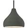 11.5"W Pewter Green Frame Matte Black Droplet Rigid Stem Kit Pendant