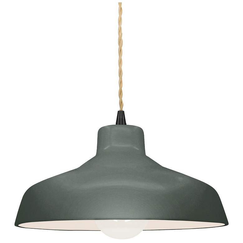 Image 1 11.5"W Pewter Green Frame Matte Black Small Loft Beige Twisted LED Pen