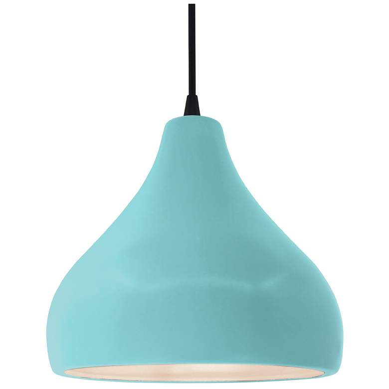 Image 1 11.5"W Reflecting Pool Frame Matte Black Droplet Black Cord LED Pendan