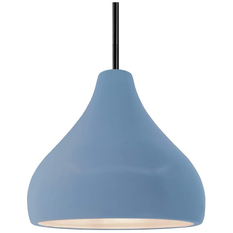 Image 1 11.5"W Sky Blue Frame Matte Black Droplet Rigid Stem Kit LED Pendant