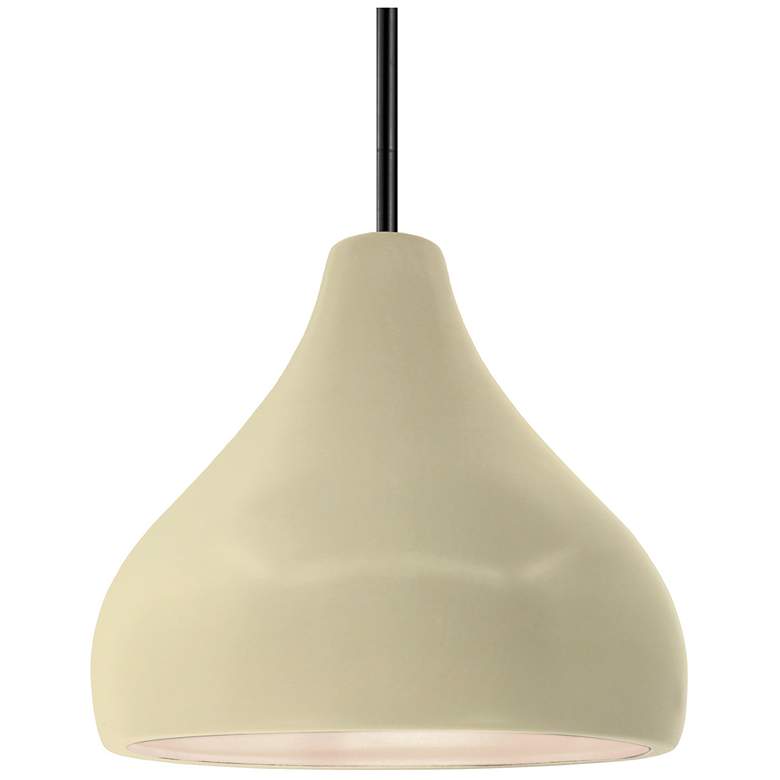 Image 1 11.5"W Vanilla Gloss Frame Matte Black Droplet Rigid Stem Kit LED Pend