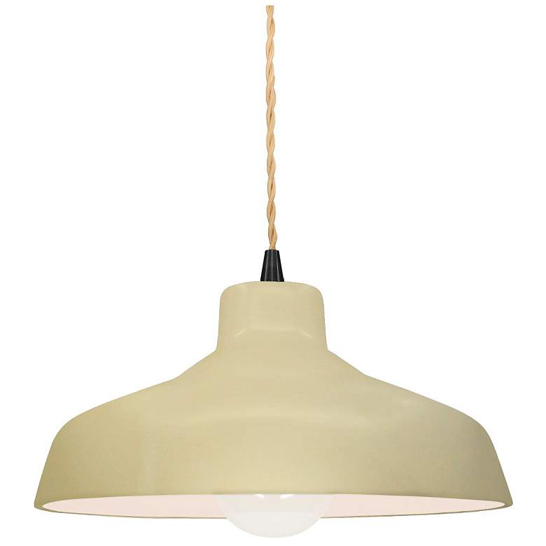 Image 1 11.5"W Vanilla Gloss Frame Matte Black Small Loft Beige Twisted Pendan