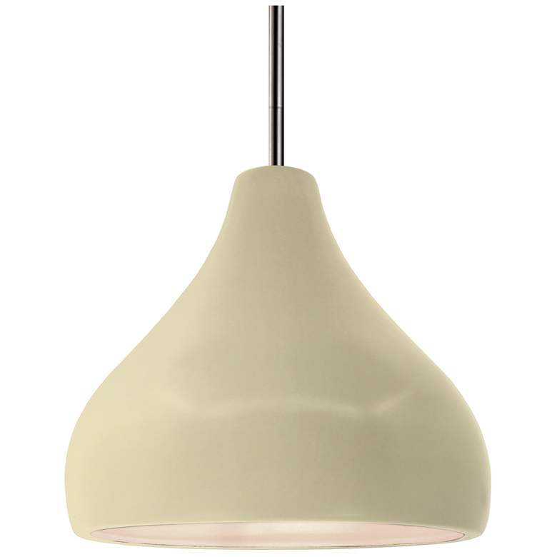Image 1 11.5"W Vanilla Gloss Frame Nickel Droplet Rigid Stem Kit LED Pendant