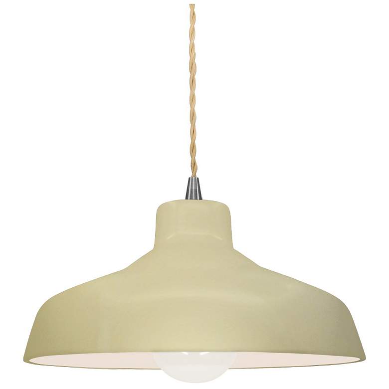 Image 1 11.5"W Vanilla Gloss Frame Nickel Small Loft Beige Twisted LED Pendant