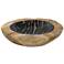11.8" Brown & Black Decorative Teak Bowl w/ Marble Pattern