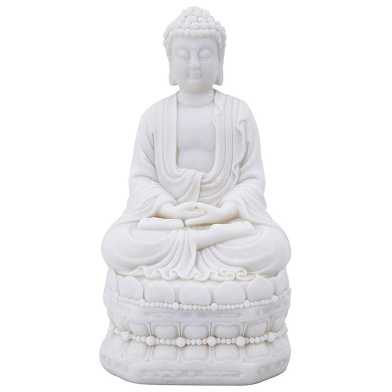 Image 1 11.8 inch White Sitting Buddha