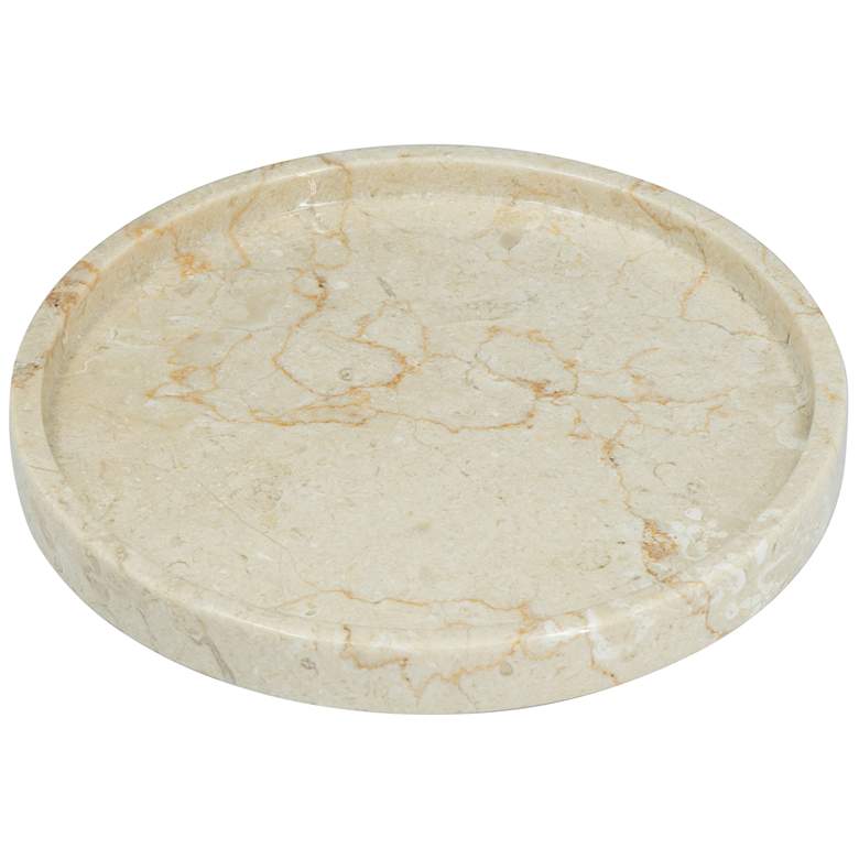 Image 1 11.8 inch Wide Cream Marble Decorative Plate with Raised Trim