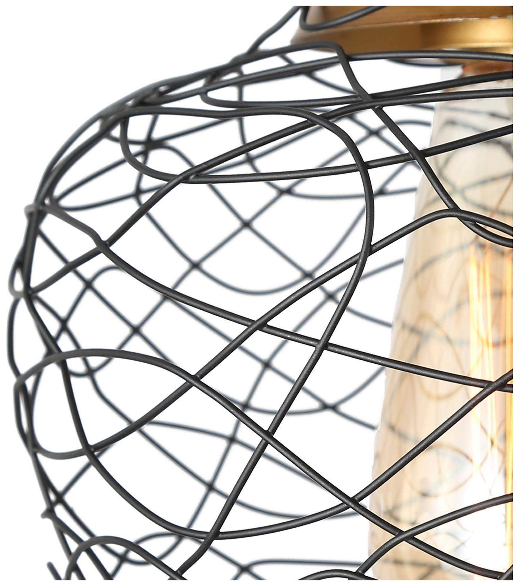 Image 6 11 1/2" High Black And Brass Cage Pendant Light more views