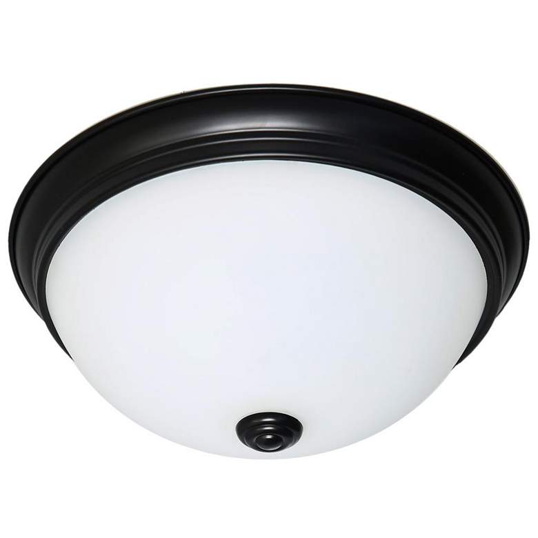 Image 1 11 in.; LED Flush Dome Fixture; Mahogany Bronze Finish with Frosted Glass