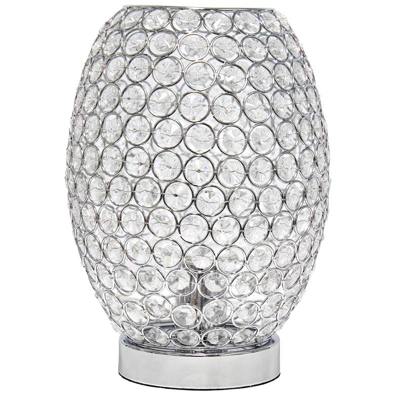 Image 1 11" Glamorous Round Crystal Uplight Vase Table Lamp, Chrome
