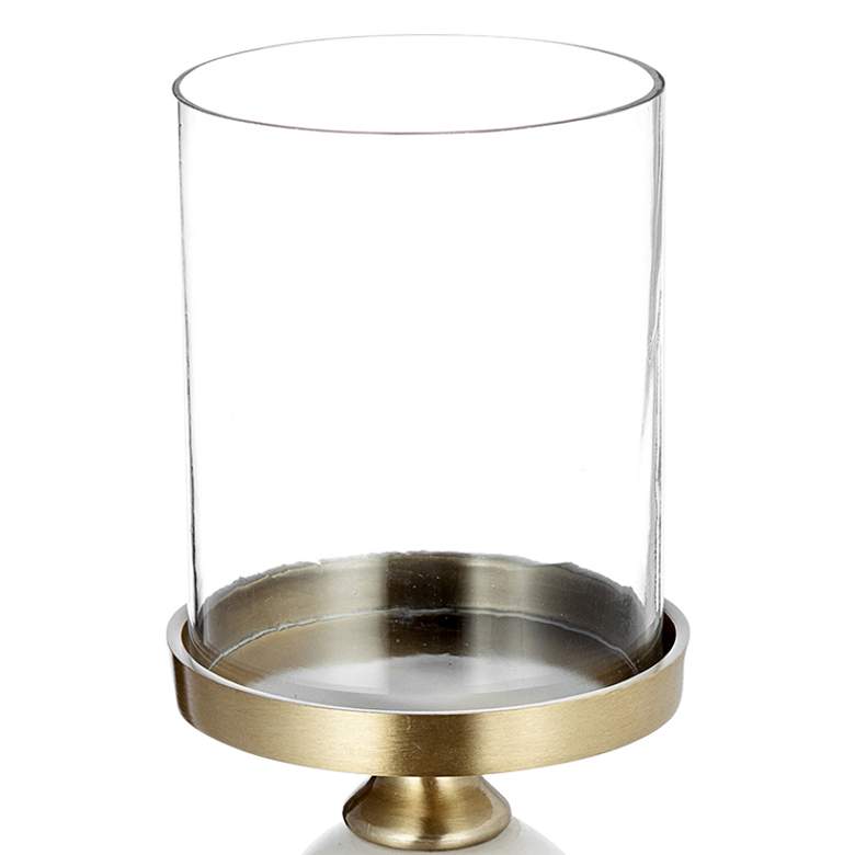 Image 2 11" Gold & White Marble & Metal Pebble Pillar Holder more views