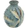 11" High Blue and Brown Reactive Glazed Vase