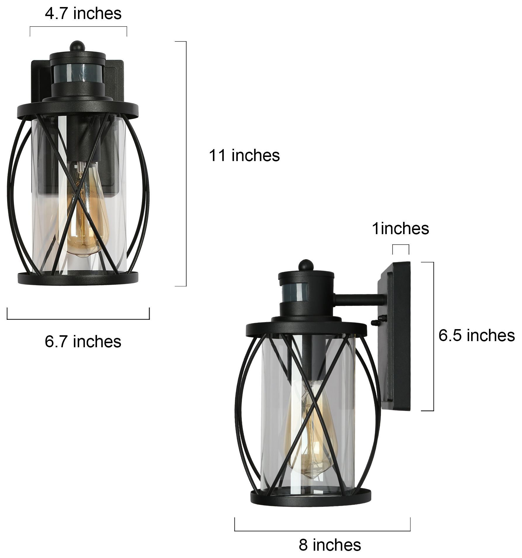 Image 3 11" High Textured Black Motion Sensor Cylinder Metal Outdoor Wall Ligh more views