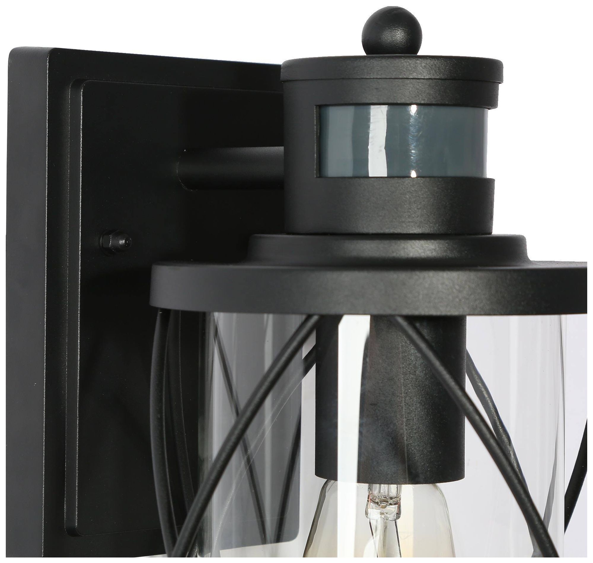 Image 5 11" High Textured Black Motion Sensor Cylinder Metal Outdoor Wall Ligh more views