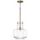11" W x 15" H 1-Light Pendant in Aged Brass with Clear Fluted Gla
