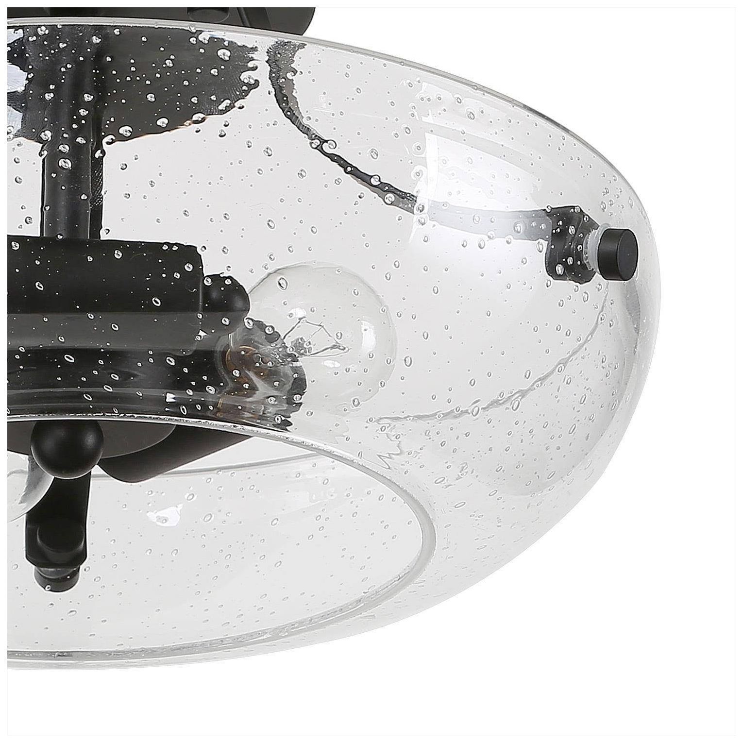 Image 2 11" Wide 3-Light Black Glass Drum Semi-Flush Ceiling Light more views