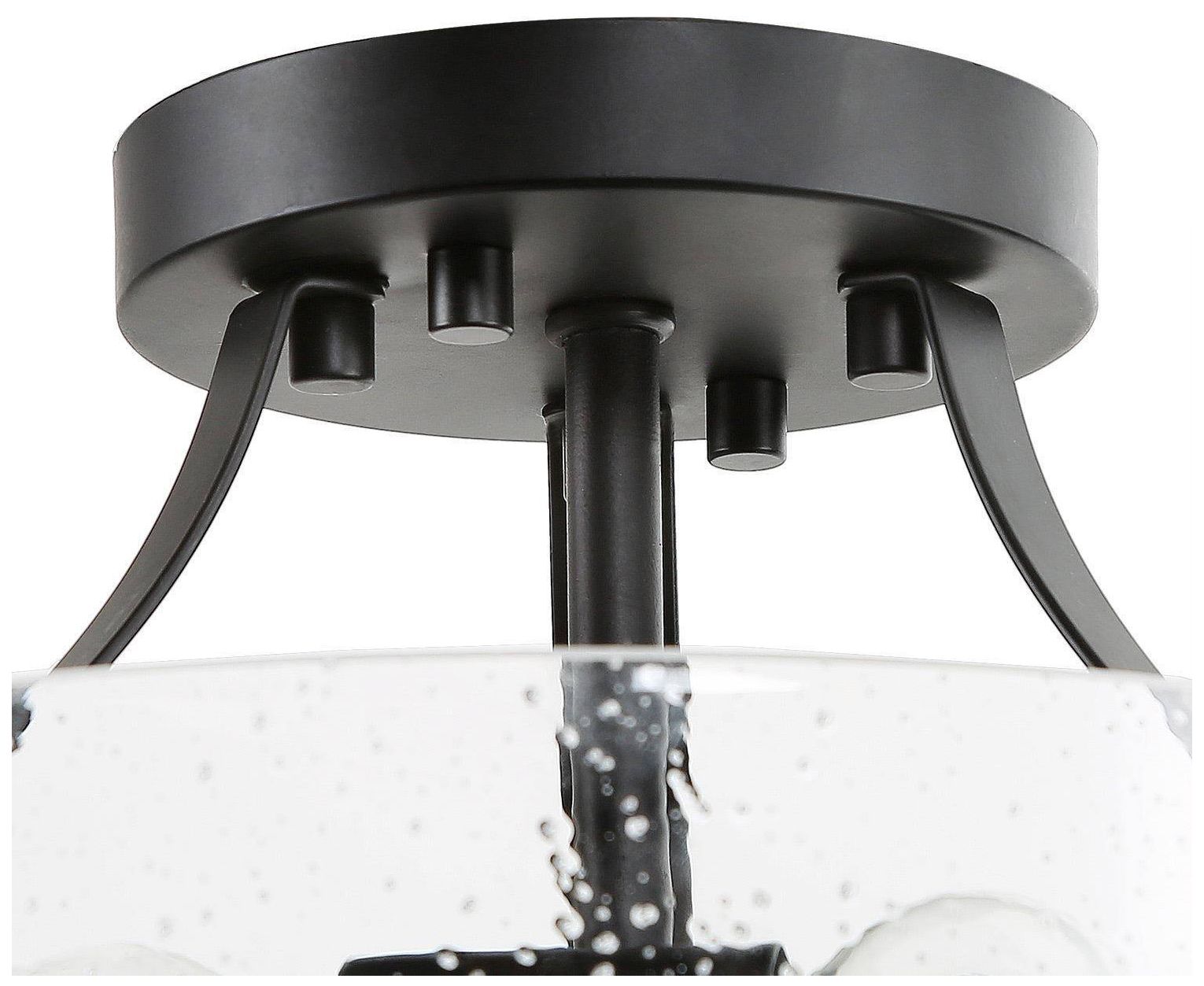 Image 4 11" Wide 3-Light Black Glass Drum Semi-Flush Ceiling Light more views