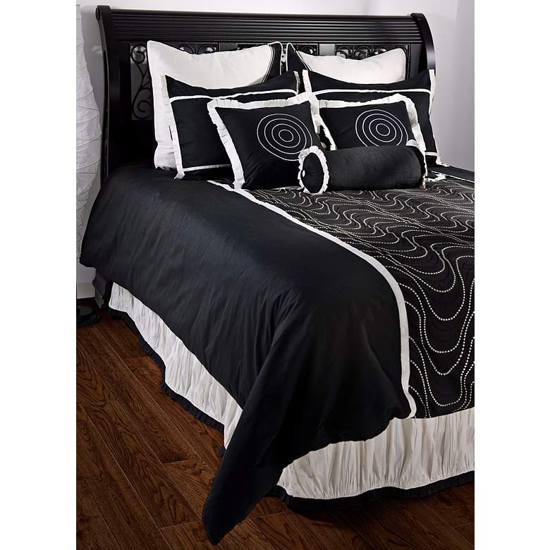 Image 1 11-Piece Black and White Filled Queen Bedding Set