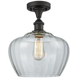 11" Semi-Flush Mount - Bronze - Clear Shade