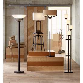 Image1 of Possini Euro 72 1/2" Deco Light Blaster 4-Light Torchiere Floor Lamp in scene