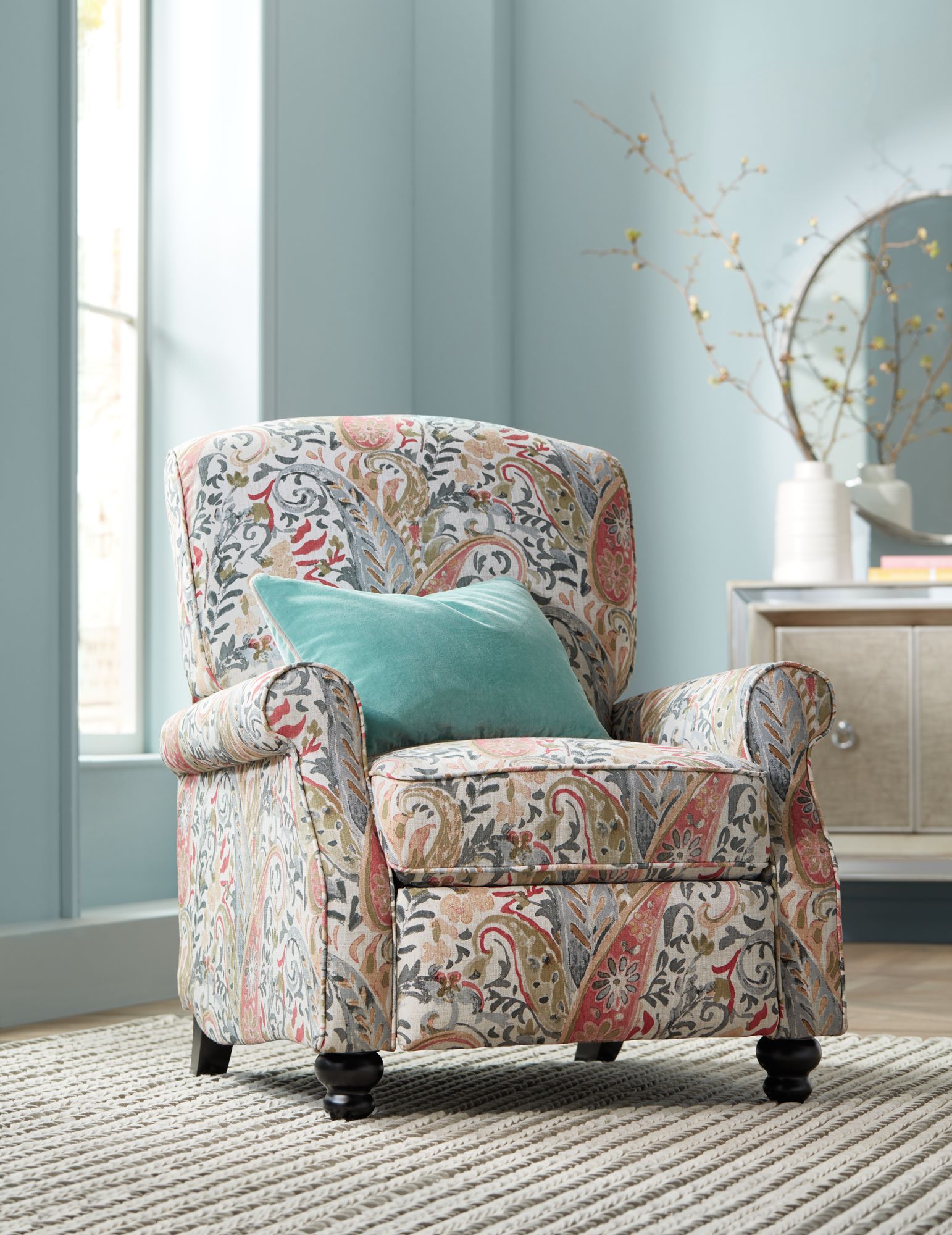 patterned push back recliner