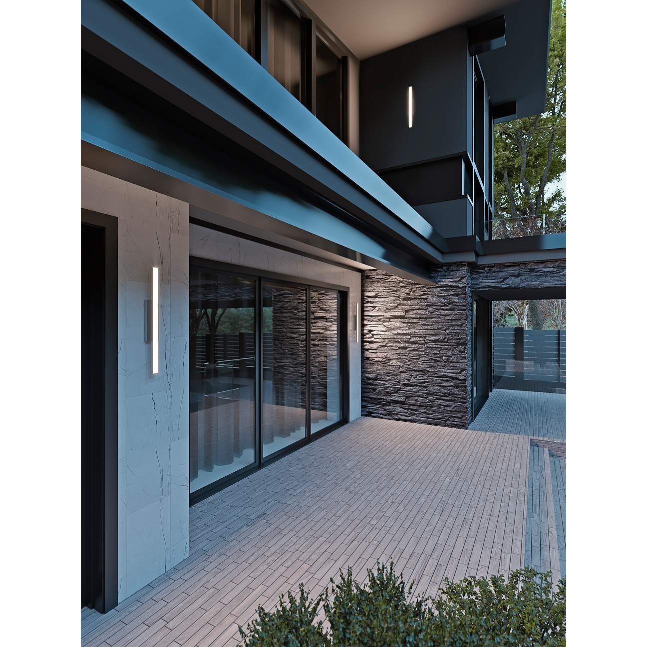 AFX Gale 24" Black Finish Rectangular LED Outdoor Wall Sconce Light ...