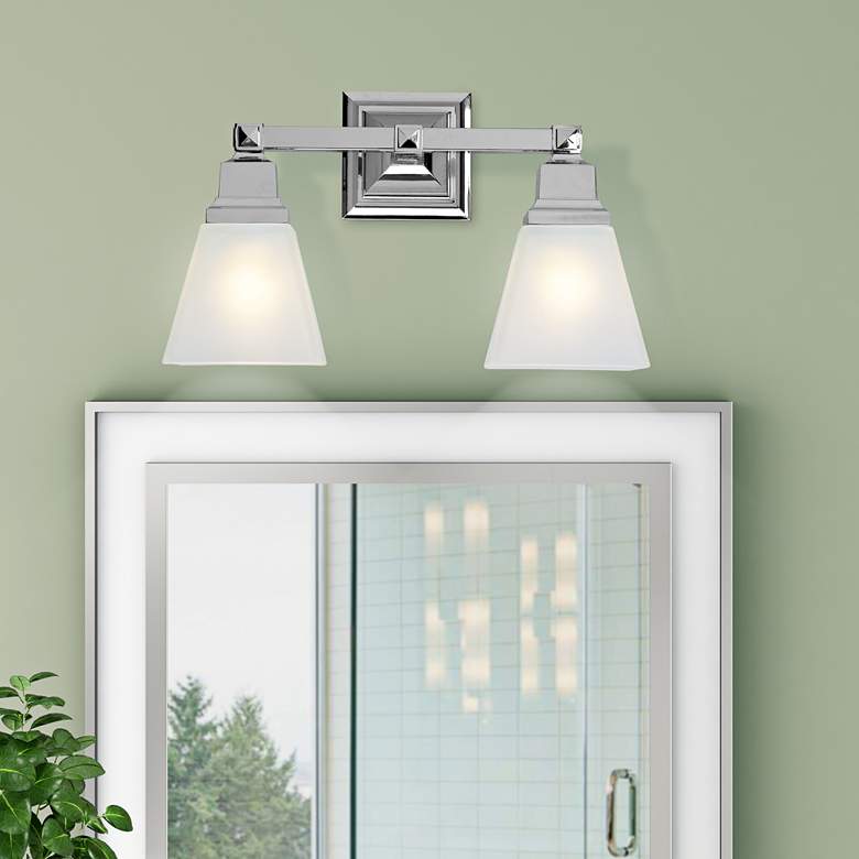 Image 1 Mission 9 1/2" High Polished Chrome 2-Light Wall Sconce in scene