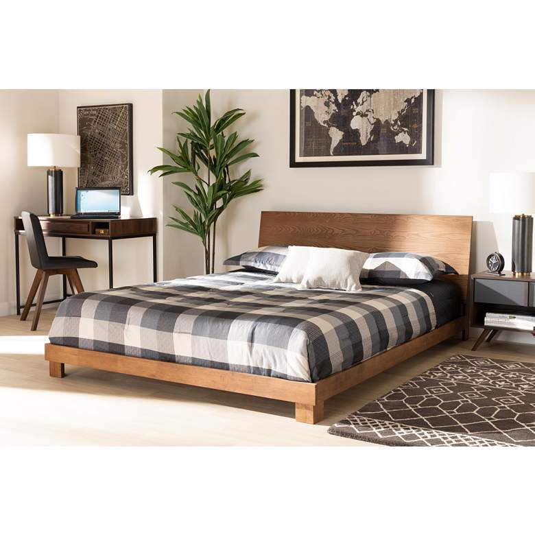 Image 1 Baxton Studio Haines Walnut Brown Full Size Platform Bed in scene