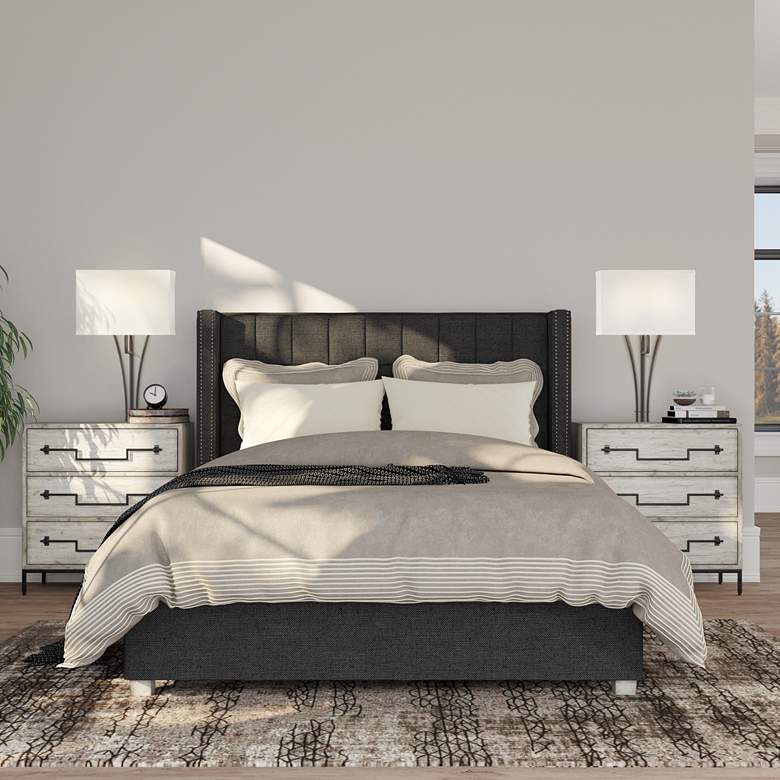 Image 1 Possini Euro Brindle 38" High Black Metal Plug-In Wall Lamp in scene