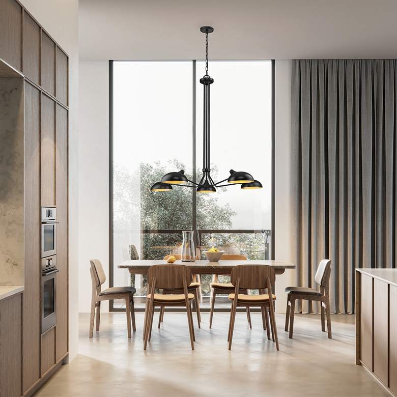 Image 1 Bellamy 52" Wide Matte Black Metal 5-Light Pendant in scene