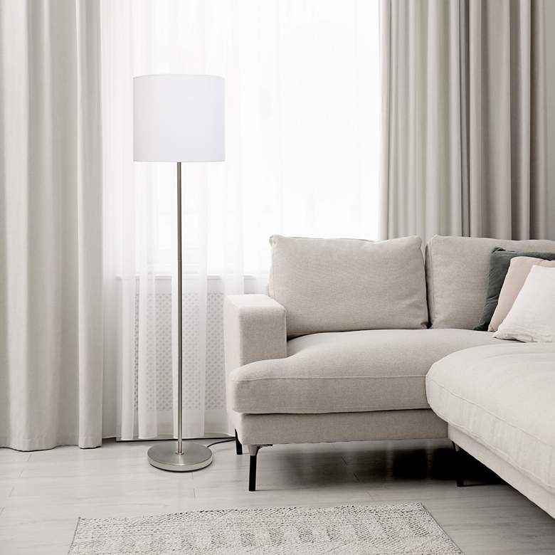 Image 1 Simple Designs Brushed Nickel Floor Lamp in scene