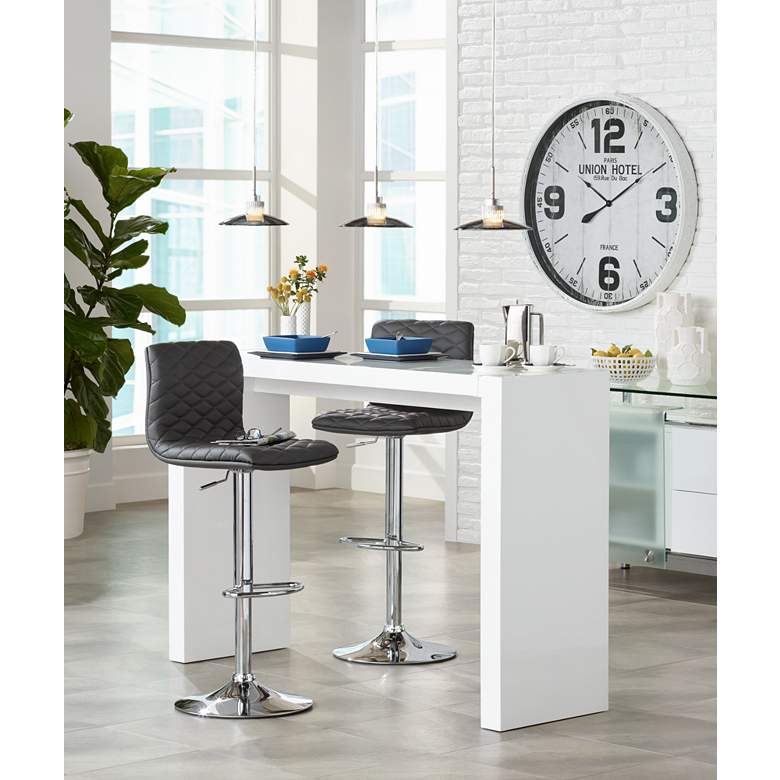 Image 6 Caviar Chrome and Gray Diamond Quilt Modern Adjustable Swivel Bar Stool in scene