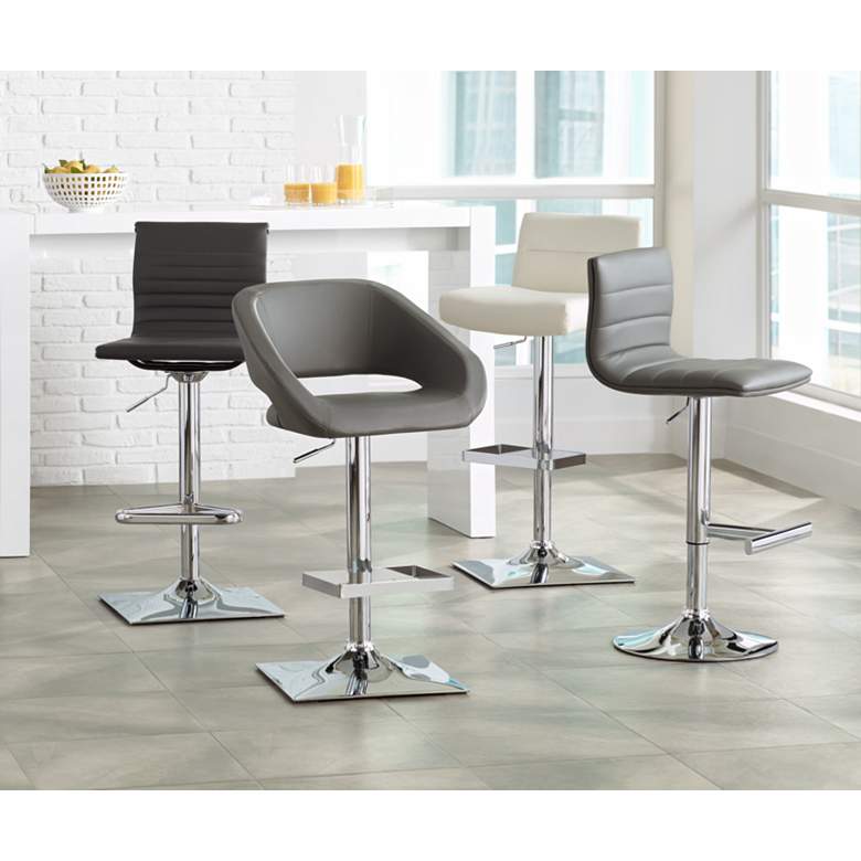 Stafford White Faux Leather Adjustable Swivel Bar Stool in scene