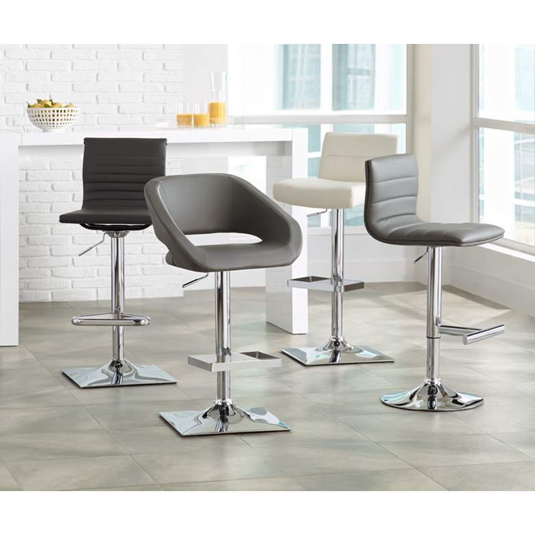 Image 1 Motivo Gray Faux Leather Adjustable Swivel Barstool in scene