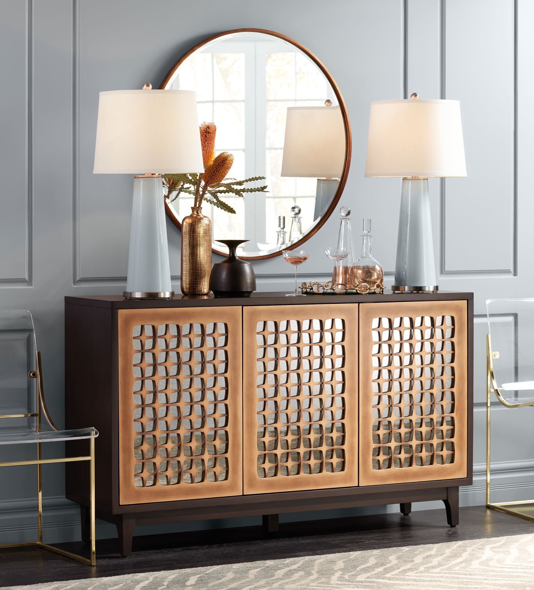 Image 1 Color Plus Leo 29 1/2" Rain Blue Glass Table Lamps Set of 2 in scene