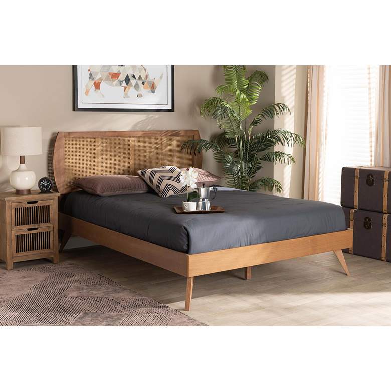 Image 1 Baxton Studio Asami Walnut Brown Wood Full Size Platform Bed in scene