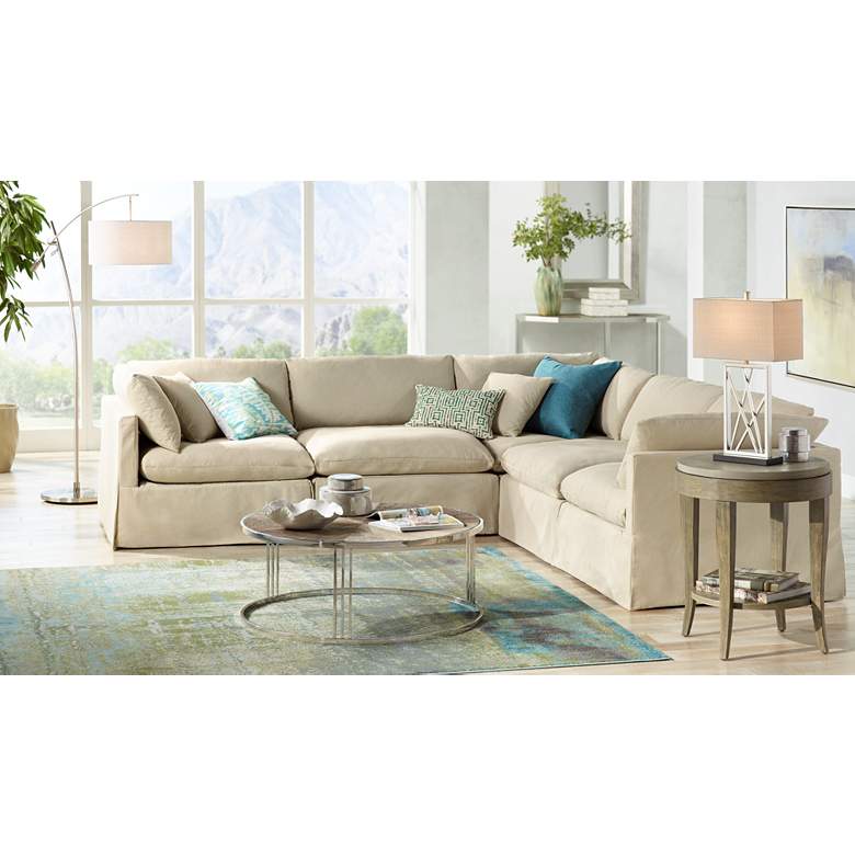 Image 1 Deka 24" Wide Birch Wood and Concrete Accent Table in scene