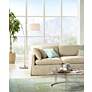 1_Possini Euro Raymond Brushed Nickel Boom Arc Floor Lamp with USB Dimmer in scene