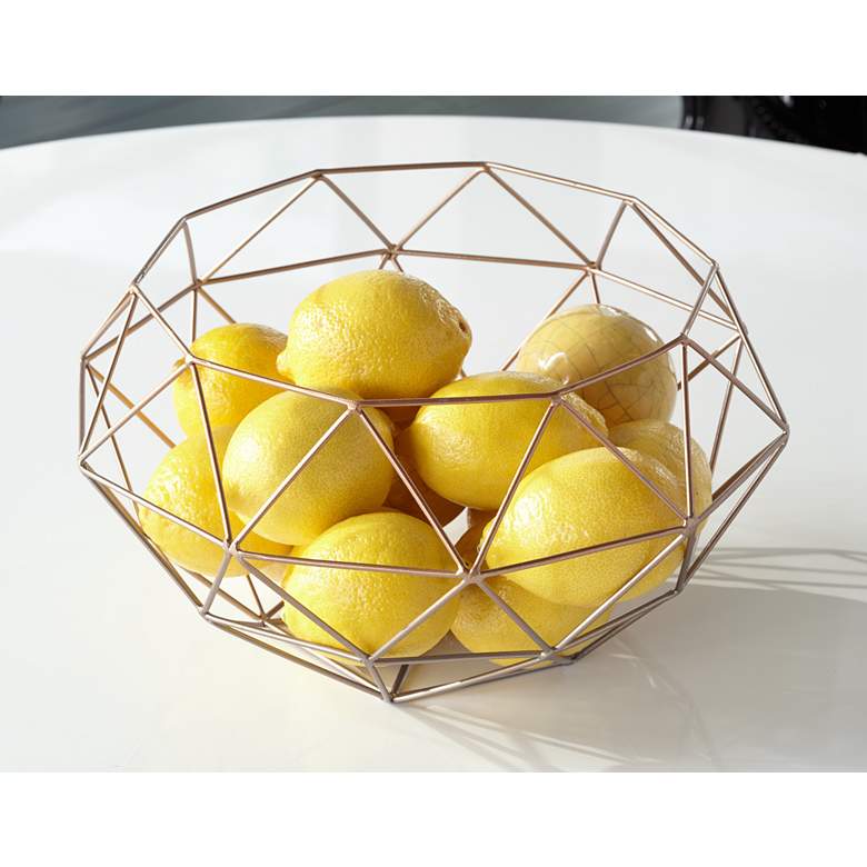 Image 1 Geometric Gold Metal 2-Piece Decorative Basket Set in scene