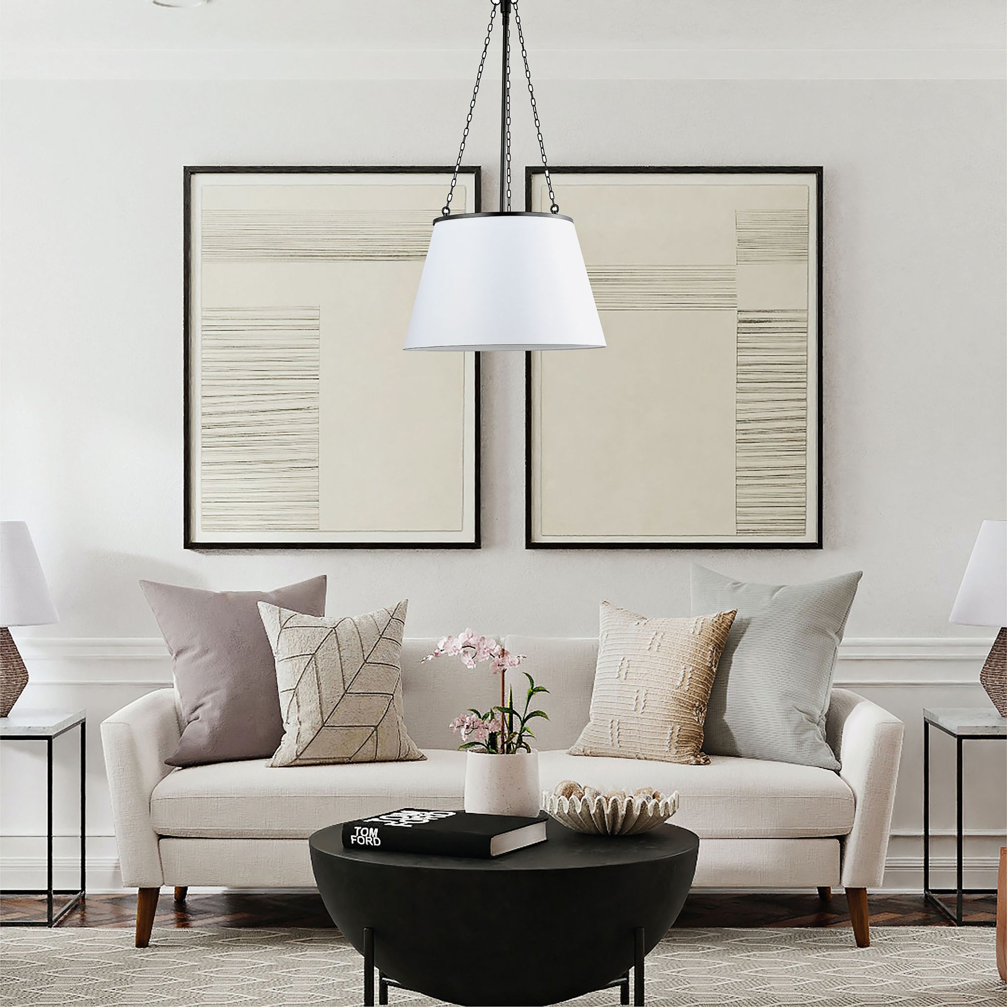 Image 1 Plymouth 18" Wide Matte Black Pendant Light in scene